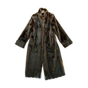 DENNIS BASSO LONG/FULL LENGTH FAUX FUR COAT SIZE MEDIUM L8102-821 RN98393